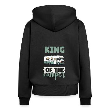 Camping-Liebhaber Wohnmobil für den Außenbereich - Frauen Premium Bio Zip Hoodie - Schwarz - Hinten - Julia (174cm)
