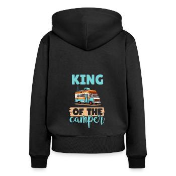Camping-Liebhaber Wohnmobil für den Außenbereich - Frauen Premium Bio Zip Hoodie - Schwarz - Hinten - Julia (174cm)