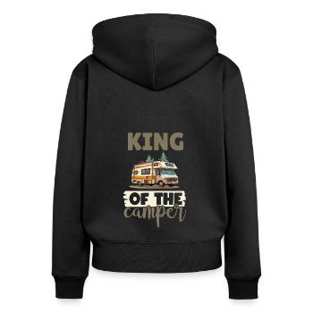 Camping-Liebhaber Wohnmobil für den Außenbereich - Frauen Premium Bio Zip Hoodie - Schwarz - Hinten - Julia (174cm)
