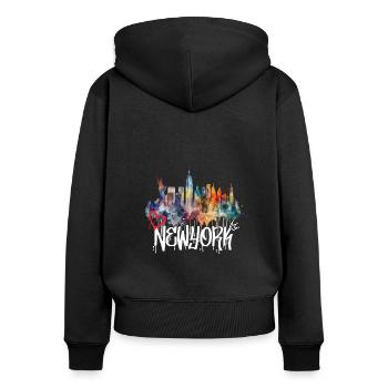 New York Skyline Graffiti Lettering - Women's Premium Organic Zip Hoodie - black - Back - Julia (174cm)