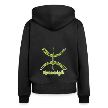 Amazigh - Sweat à capuche zippé Premium bio Femme - noir - Dos - Julia (174cm)