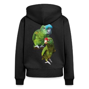 Papageien aus dem Amazonas - Frauen Premium Bio Zip Hoodie - Schwarz - Hinten - Julia (174cm)