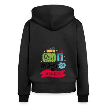 Christmas Best Wishes For The Holidays - Women's Premium Organic Zip Hoodie - black - Back - Julia (174cm)