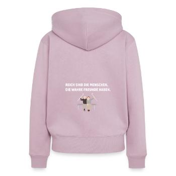 Freundschaft Spruch Geschenkidee - Frauen Premium Bio Zip Hoodie - Altrosa - Hinten - Julia (174cm)