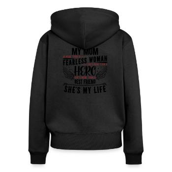 My Mom is my hero - muttertag - mutter - Frauen Premium Bio Zip Hoodie - Schwarz - Hinten - Julia (174cm)