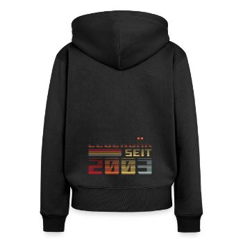 Legendär seit 2003 - Frauen Premium Bio Zip Hoodie - Schwarz - Hinten - Julia (174cm)