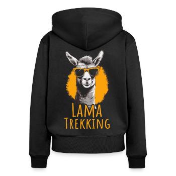 Trekking des lamas - Sweat à capuche zippé Premium bio Femme - noir - Dos - Julia (174cm)