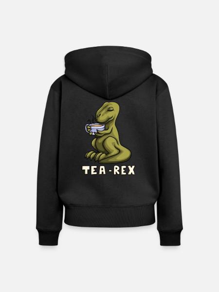 Tea-Rex - Frauen Premium Bio Zip Hoodie - Schwarz