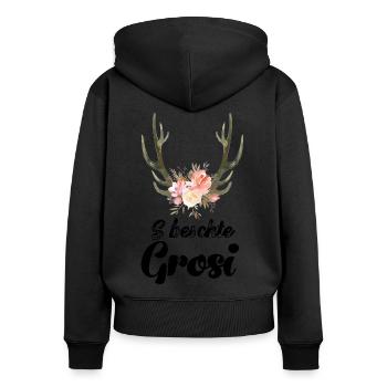 S beschte Grosi der Welt beschte Grosi Oma Schweiz - Frauen Premium Bio Zip Hoodie - Schwarz - Hinten - Julia (174cm)