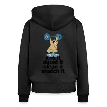 Sloth in weightlifting - Women's Premium Organic Zip Hoodie - black - Back - Julia (174cm)