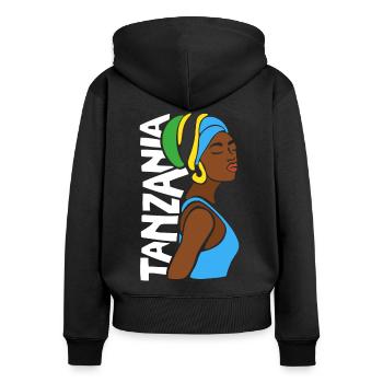 Tanzanie Drapeau tanzanien Afrique Souvenir ethnique - Sweat à capuche zippé Premium bio Femme - noir - Dos - Julia (174cm)