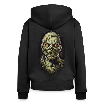 Finsterer Zombie Ghul Halloween Grusel Design - Frauen Premium Bio Zip Hoodie - Schwarz - Hinten - Julia (174cm)