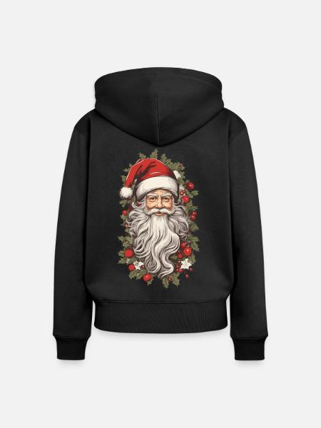 Nostalgischer Weihnachtszauber Weihnachtsmann - Frauen Premium Bio Zip Hoodie - Schwarz