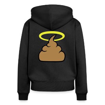 Holy Shit - Frauen Premium Bio Zip Hoodie - Schwarz - Hinten - Julia (174cm)
