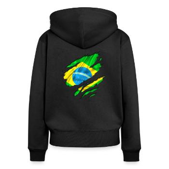 brazilien countries football - Frauen Premium Bio Zip Hoodie - Schwarz - Hinten - Julia (174cm)
