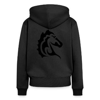 Stammes-Pferdekopf 1 - Frauen Premium Bio Zip Hoodie - Schwarz - Hinten - Julia (174cm)