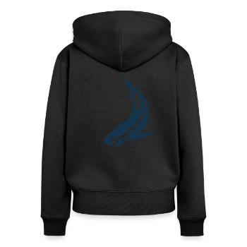 Hai Hai Zitat - Frauen Premium Bio Zip Hoodie - Schwarz - Hinten - Julia (174cm)