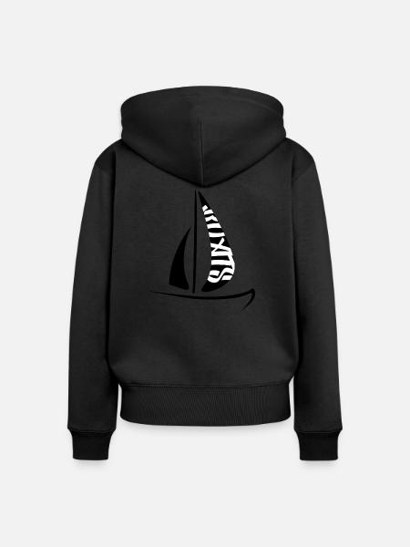 Boot Segelschiff - Frauen Premium Bio Zip Hoodie - Schwarz