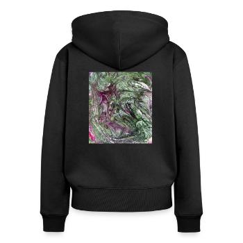 Farbverlauf grün rot - Frauen Premium Bio Zip Hoodie - Schwarz - Hinten - Julia (174cm)