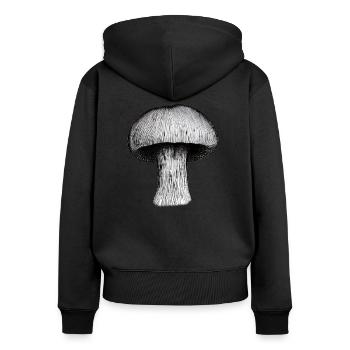 Champignons Champignons Vénéneux Mycologie Terreuse Naturelle 4 - Sweat à capuche zippé Premium bio Femme - noir - Dos - Julia (174cm)