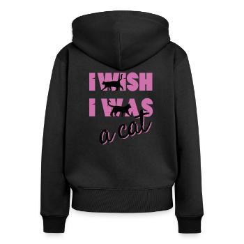 Pfotschafter Design: I wish I was a cat - Women's Premium Organic Zip Hoodie - black - Back - Julia (174cm)
