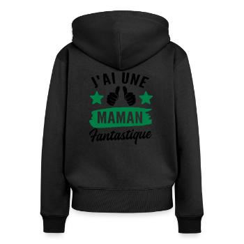 j ai une maman fantastique - Sweat à capuche zippé Premium bio Femme - noir - Dos - Julia (174cm)