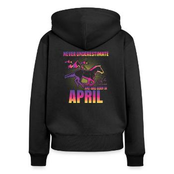 Dieses Mädchen liebt Pferde | April - Frauen Premium Bio Zip Hoodie - Schwarz - Hinten - Julia (174cm)