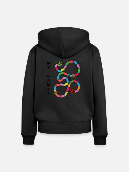 boardgame chess backgammon game night - Frauen Premium Bio Zip Hoodie - Schwarz