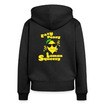 Easy Peasy Lemon Squeeze - Frauen Premium Bio Zip Hoodie - Schwarz - Hinten - Julia (174cm)