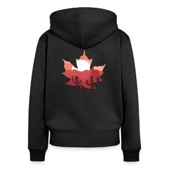 Blattlandschaft - Frauen Premium Bio Zip Hoodie - Schwarz - Hinten - Julia (174cm)