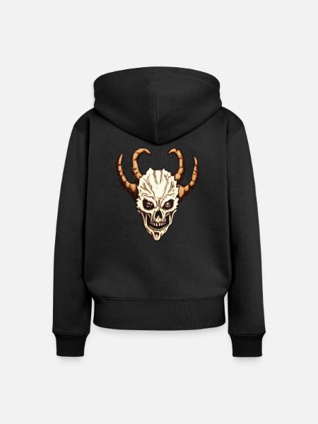 Dämonen Schädel - Frauen Premium Bio Zip Hoodie - Schwarz