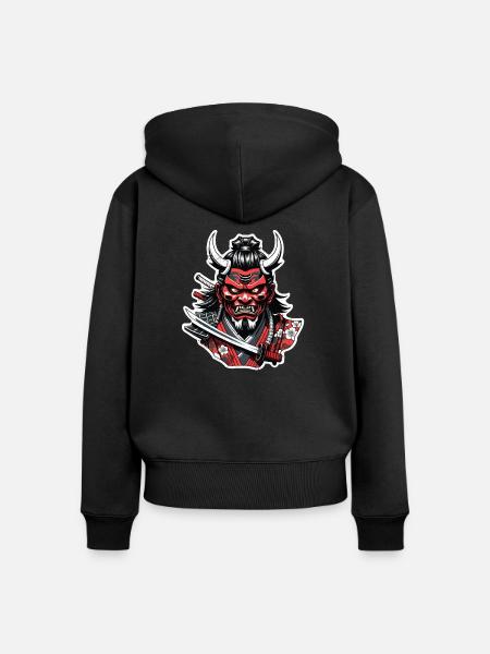 Samurai-Krieger - Japan - Dämon - Frauen Premium Bio Zip Hoodie - Schwarz
