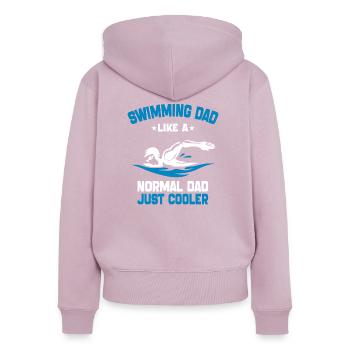 Swimming Dad Like A Normal Dad Just Cooler - Sweat à capuche zippé Premium bio Femme - rose poudré - Dos - Julia (174cm)
