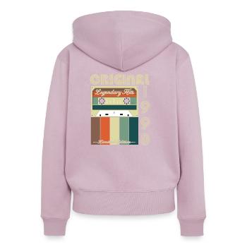Anniversaire légendaire de 1990 - Sweat à capuche zippé Premium bio Femme - rose poudré - Dos - Julia (174cm)