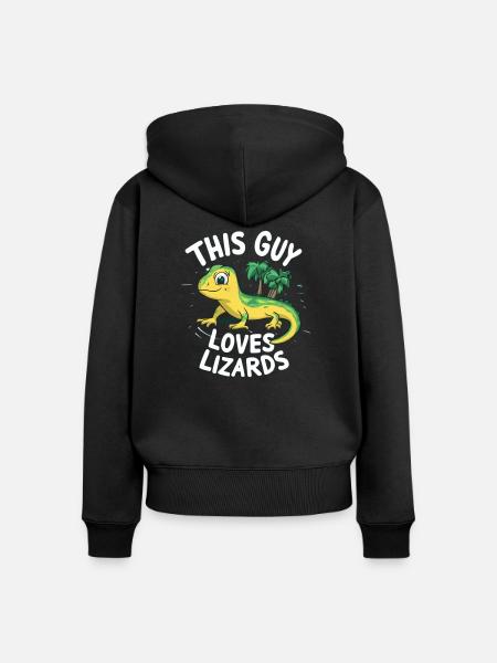This Guy Loves Lizards - Frauen Premium Bio Zip Hoodie - Schwarz