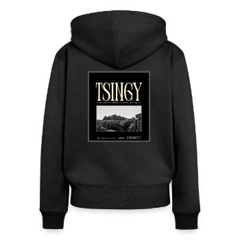 Tsingy de Bemaraha N°02 - Sweat à capuche zippé Premium bio Femme - noir - Dos - Julia (174cm)