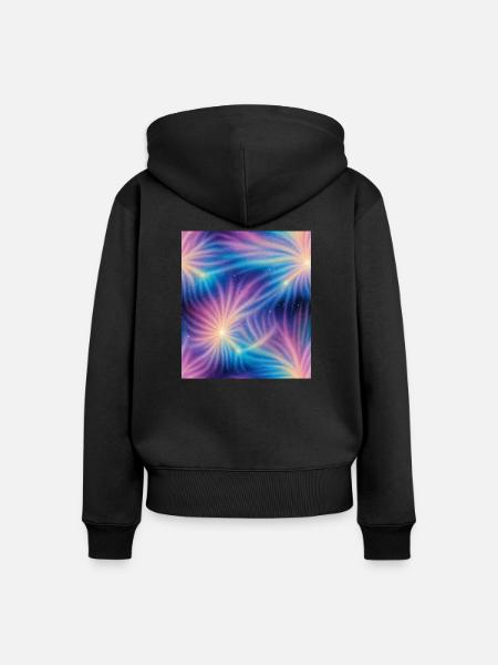 Bunte kosmische Explosionen - Frauen Premium Bio Zip Hoodie - Schwarz