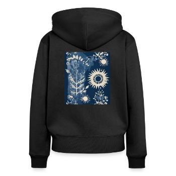 Composition végétale abstraite - Sweat à capuche zippé Premium bio Femme - noir - Dos - Julia (174cm)