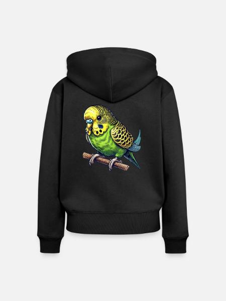 Wellensittich - Frauen Premium Bio Zip Hoodie - Schwarz