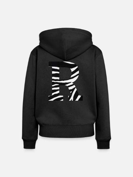 Buchstabe r zebra - Frauen Premium Bio Zip Hoodie - Schwarz