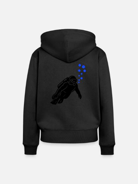Taucher Silhouette - Frauen Premium Bio Zip Hoodie - Schwarz