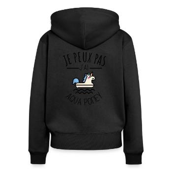 je peux pas j’ai aqua poney humour noël piscine - Sweat à capuche zippé Premium bio Femme - noir - Dos - Julia (174cm)