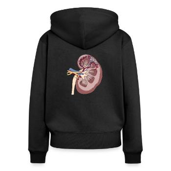 Niere Anatomie - Frauen Premium Bio Zip Hoodie - Schwarz - Hinten - Julia (174cm)