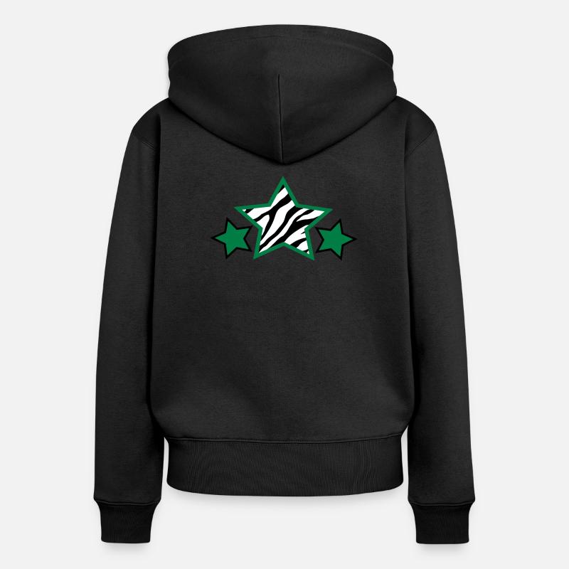 zebra star - Women's Premium Organic Zip Hoodie - black