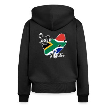 Afrique du Sud - Sweat à capuche zippé Premium bio Femme - noir - Dos - Julia (174cm)