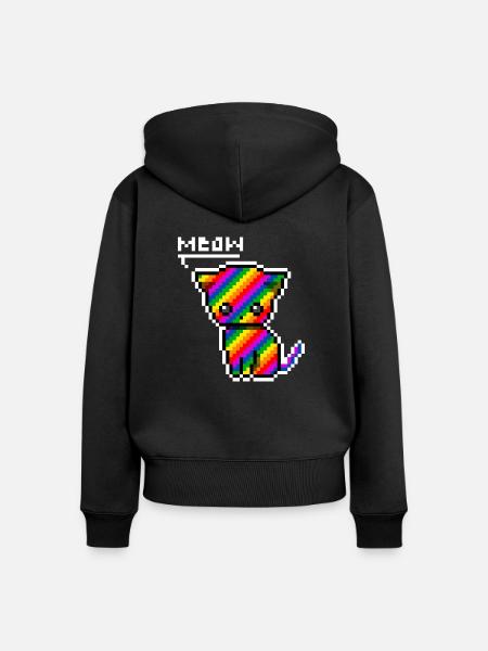 rainbow cat - Frauen Premium Bio Zip Hoodie - Schwarz