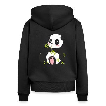 der niedliche Panda - Frauen Premium Bio Zip Hoodie - Schwarz - Hinten - Julia (174cm)