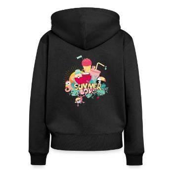 SUMMER LOVE IS DELICIOUS - Frauen Premium Bio Zip Hoodie - Schwarz - Hinten - Julia (174cm)