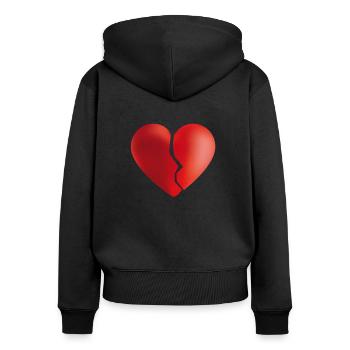 Gebrochenes Herz - Frauen Premium Bio Zip Hoodie - Schwarz - Hinten - Julia (174cm)