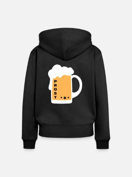 Prost Bier Alkohol Krug - Frauen Premium Bio Zip Hoodie - Schwarz